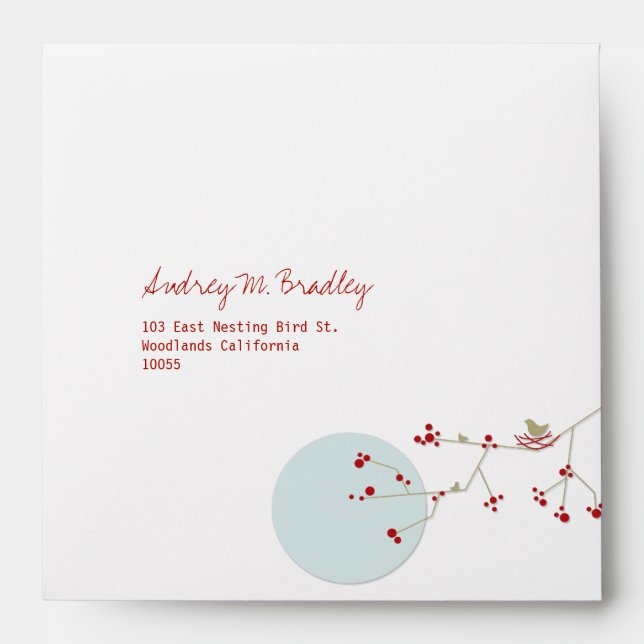 Nesting Bird Family Baby Shower Custom Envelope (Front)