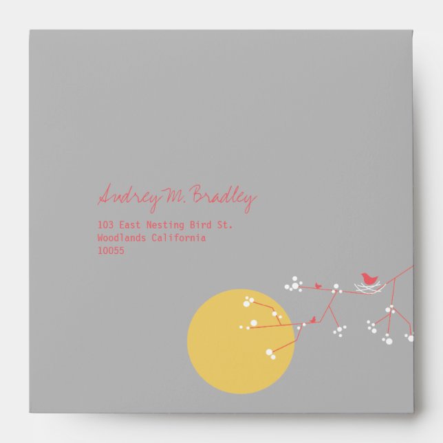 Nesting Bird Family Baby Shower Custom Envelope (Front)