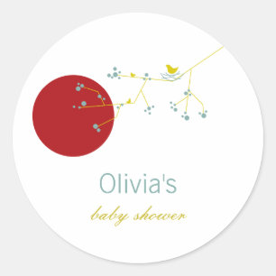 Nesting Bird Family Baby Shower Party Sticker