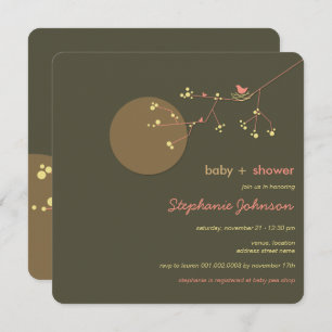 Nesting Bird Family Tree Simple Chic Baby Shower Invitation