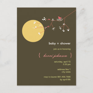 Nesting Bird Family Tree Whimsical Baby Shower Invitation Postcard