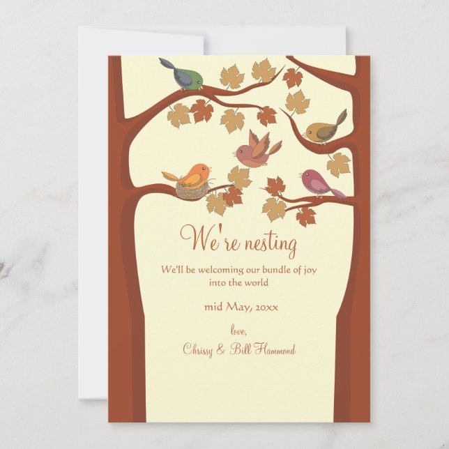 Nesting Birds Pregnancy Announcement (Front)