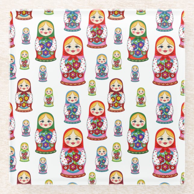 Nesting Dolls Glass Coaster (Front)