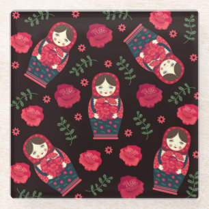 Nesting Dolls Glass Coaster