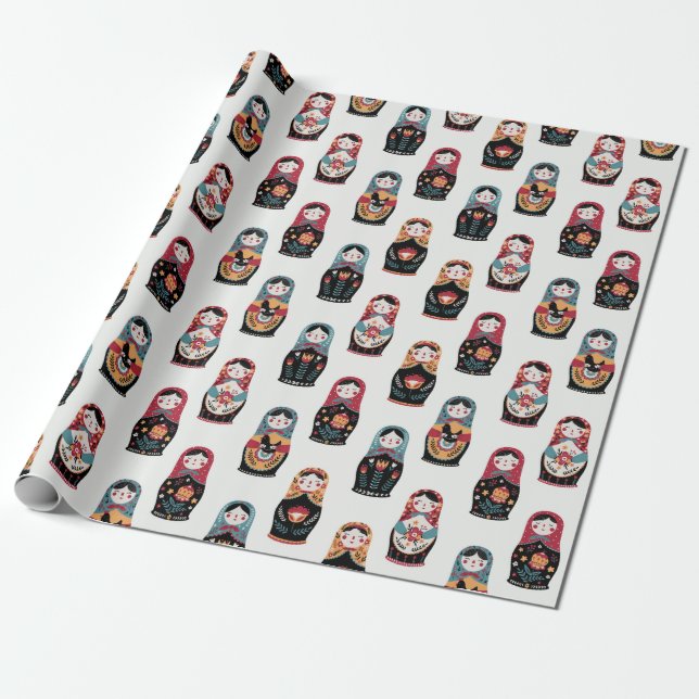 Nesting Dolls Wrapping Paper (Unrolled)