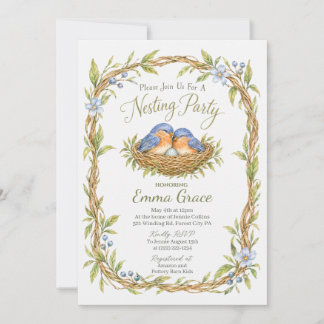 Nesting Eastern Bluebirds Baby Shower Invite