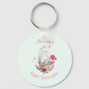 Nesting Egg w/ Flamingo & Bunny Baby Shower Key Ring