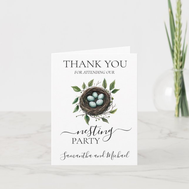 Nesting Party Baby Shower Bird nest Thank You Card (Front)