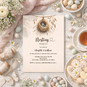 Nesting party bird nest baby shower invitation