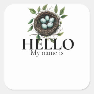Nesting Party Name Tag Bird Nest