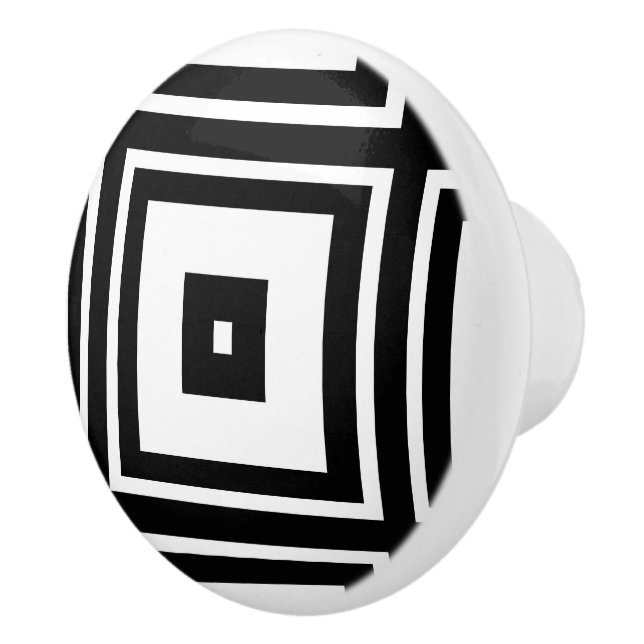 Nesting White and Black Square Ceramic Knob (Right)
