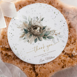 Nesting Woodland Neutral Rustic Fores Baby Shower  Classic Round Sticker