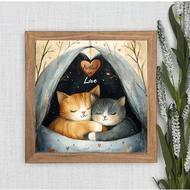 Nestled in Love Kitty Cat Cuddles Poster Wall Art  (Creator Uploaded)