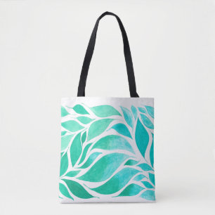 Nestling Leaves in Watercolor Ombre Tote Bag
