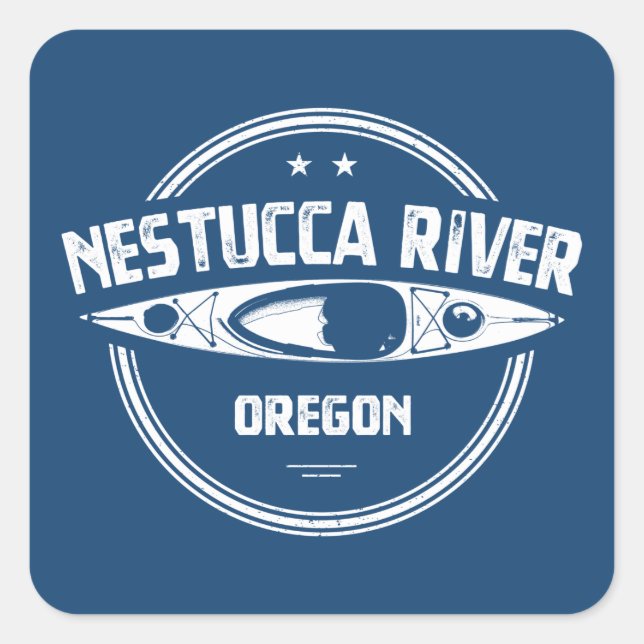 Nestucca River Oregon Kayaking Square Sticker (Front)