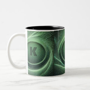  net-like green pattern Two-Tone coffee mug