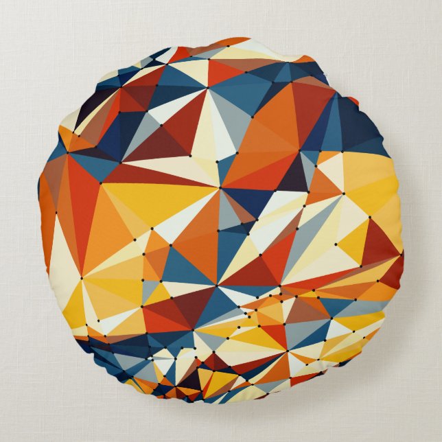 Net of multicolored triangles round cushion (Back)
