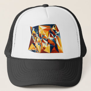 Net of multicolored triangles trucker hat