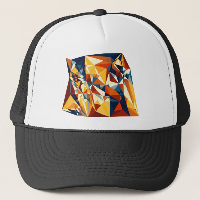 Net of multicolored triangles trucker hat (Front)