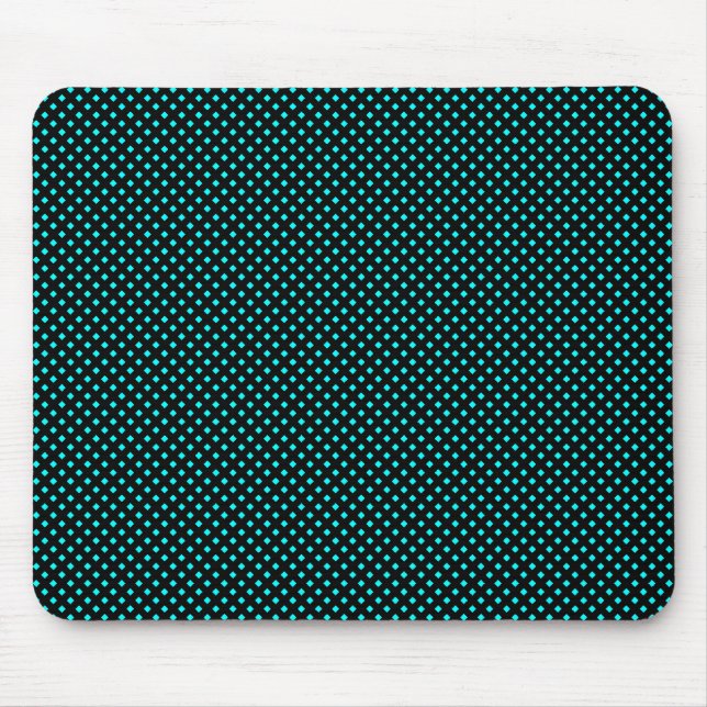 Net Pattern Black with Cyan Blue Mouse Mat (Front)