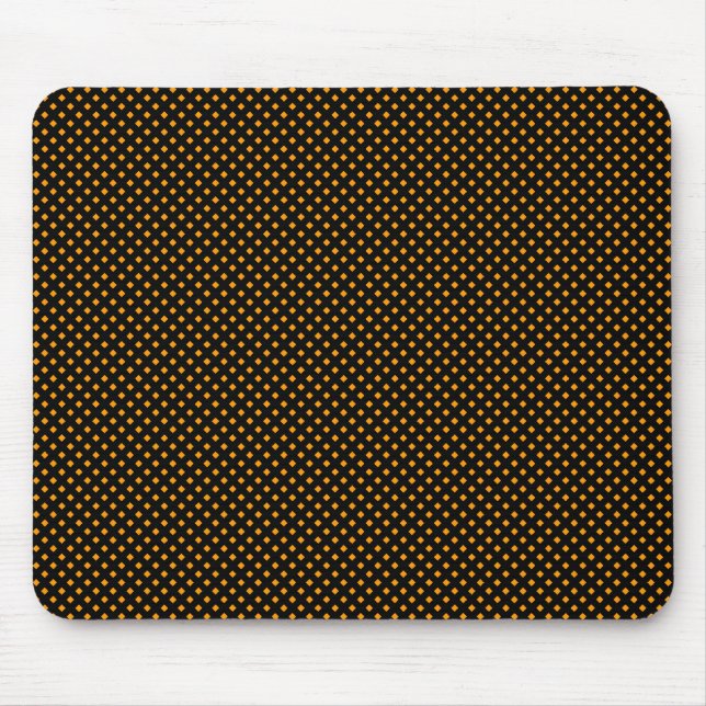 Net Pattern, Black with Orange Mouse Mat (Front)