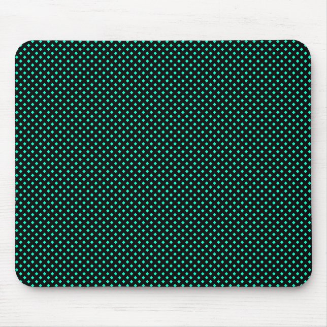 Net Pattern Black with Turquoise Mouse Mat (Front)