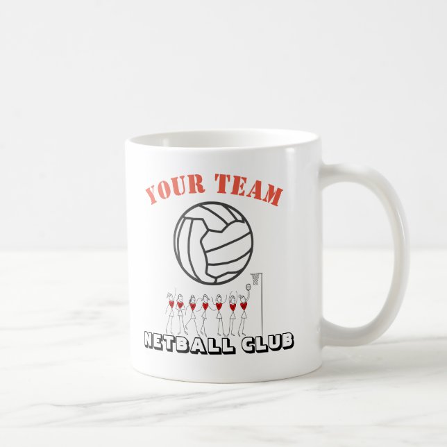 Netball Ball Themed Team Name Personalised Coffee Mug (Right)