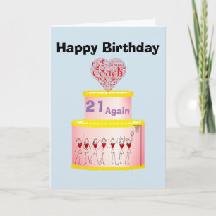 Netball Coach Heart Positions Happy Birthday Card