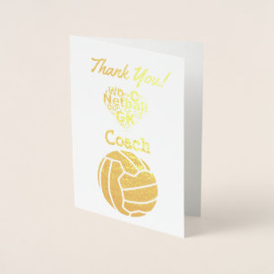 Netball Coach Thank You Gold Foil Card