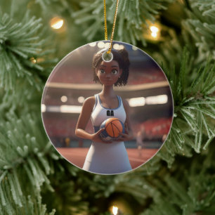 Netball Girl,  Ceramic Tree Decoration
