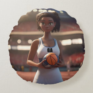 Netball Girl, Round Cushion