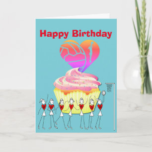 Netball Heart and Positions Happy Birthday Card