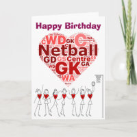 Netball Heart Positions Happy Birthday