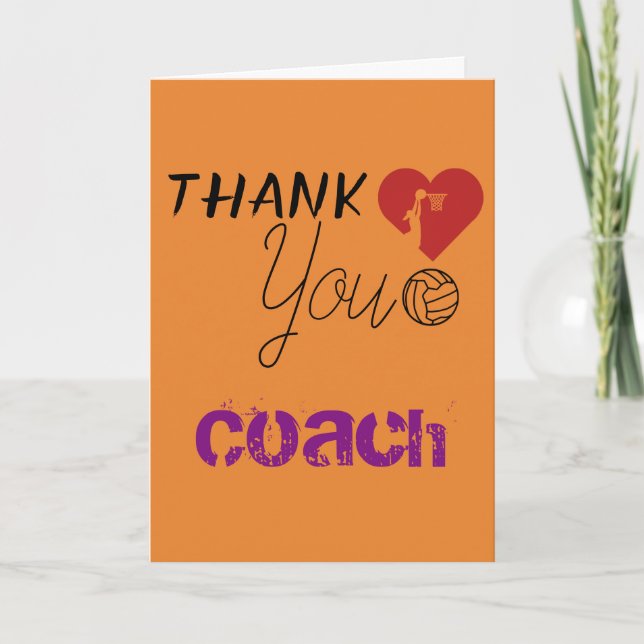 Netball Heart Thank You Coach Card (Front)