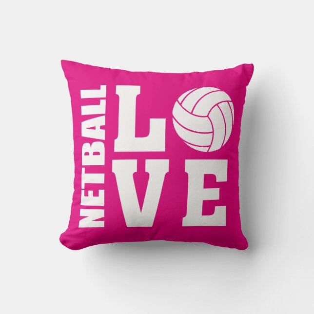 NETBALL LOVE Pink Netball scatter cushion (Front)
