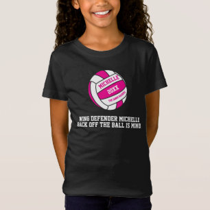 Netball pink white out wing defender girl T-Shirt