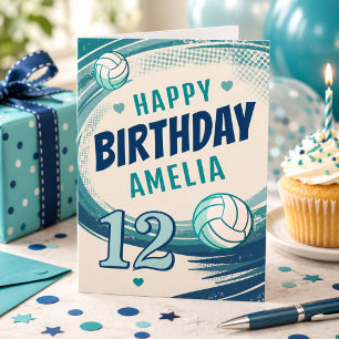 Netball Player Birthday Girl Name and Age Card