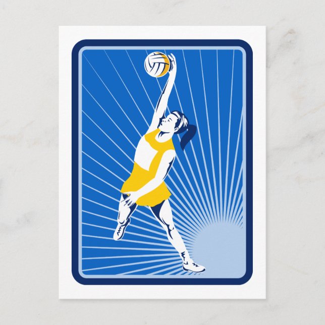netball player catching passing ball postcard (Front)