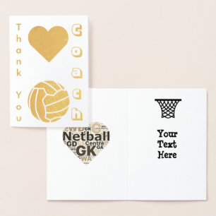 Netball Player Coach Thank You Gold Foil Card