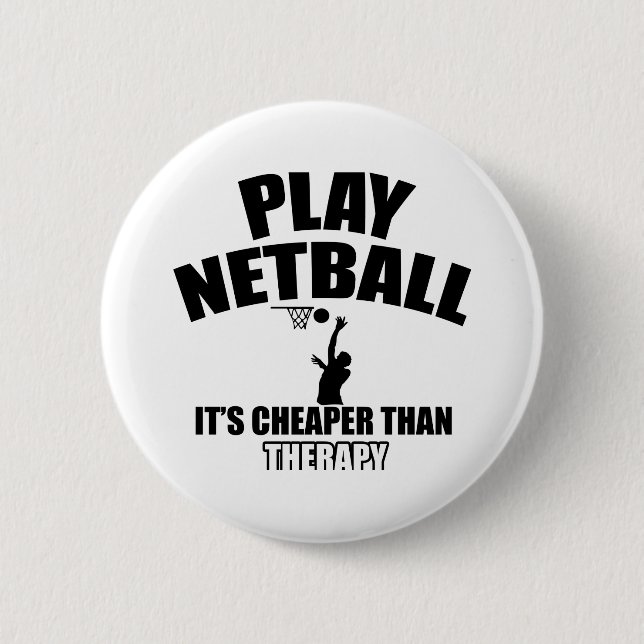 Netball player designs 6 cm round badge (Front)