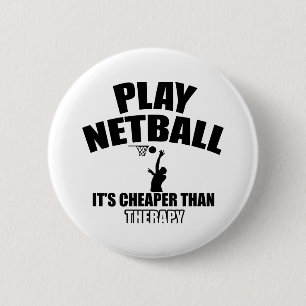 Netball player designs 6 cm round badge
