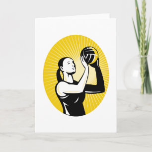 netball player goal shoot shooting ball card
