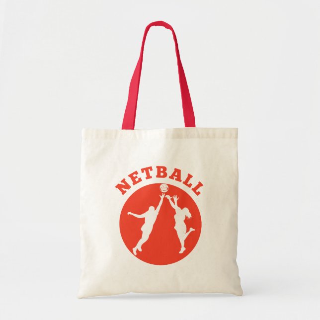 Netball player rebounding for ball tote bag (Front)