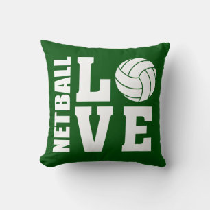Netball Player's NETBALL LOVE, Green Netball Cushion