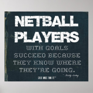 Netball Players with Goals Succeed in Denim Poster