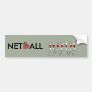 Netball Positions and Heart Design Bumper Sticker