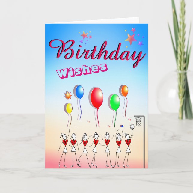 Netball Positions Blank Birthday Greeting Card (Front)