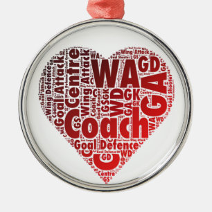 Netball Positions Heart Design Metal Tree Decoration