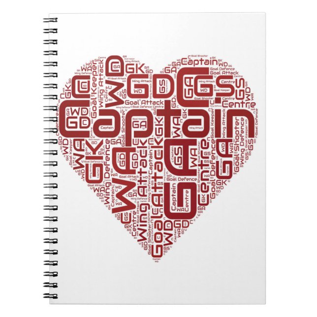 Netball Positions Heart Design Notebook (Front)