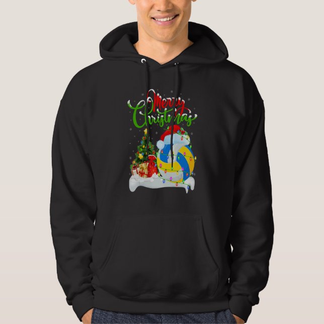 Netball Sports   Xmas Decoration Santa Netball Chr Hoodie (Front)